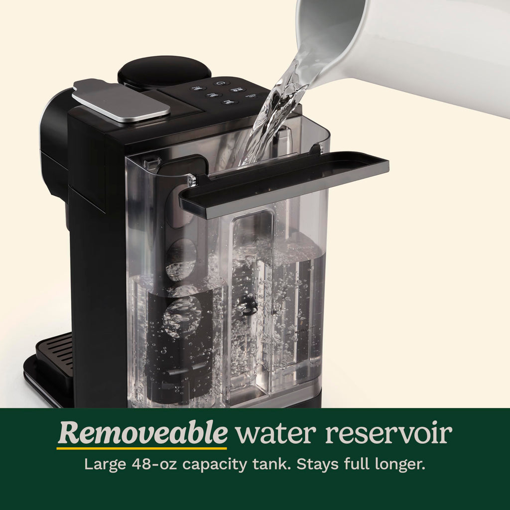 Single-Serve Coffee Maker + Coffee Grinder with 48-Ounce Removable Reservoir, Stainless Steel V435585