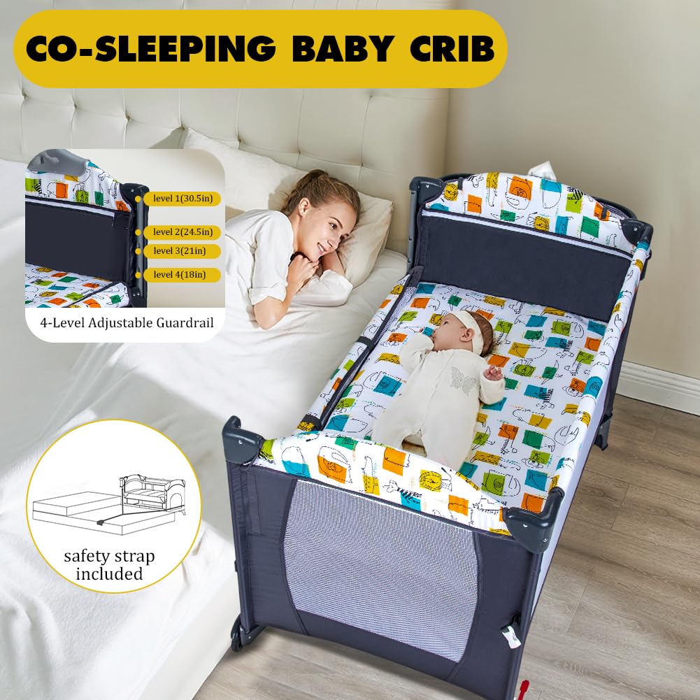5 in 1 Baby Bedside Sleeper with Changing Table and Mattress R758205