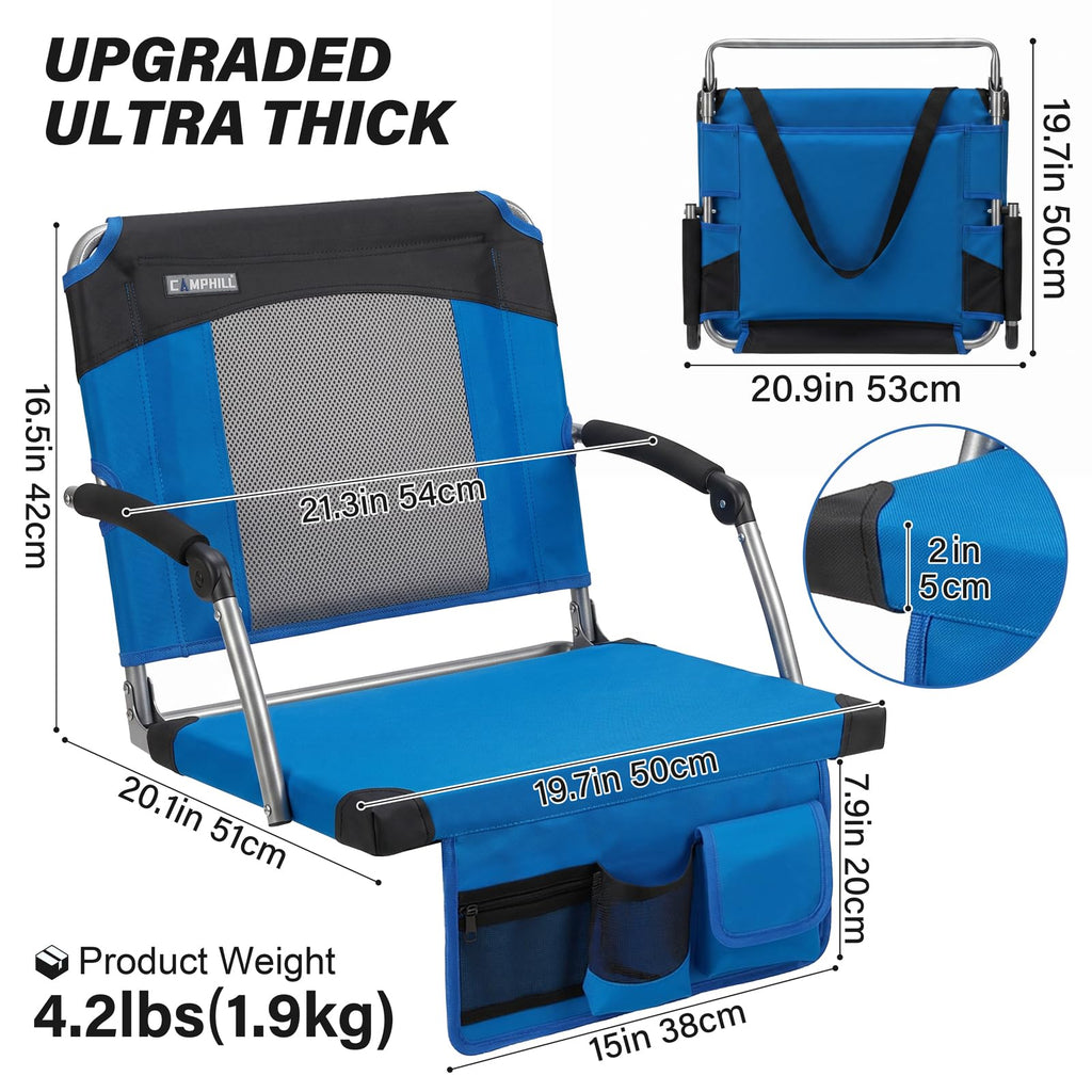 2 Pack Blue Stadium Seats with Back Support & Armrests G45374