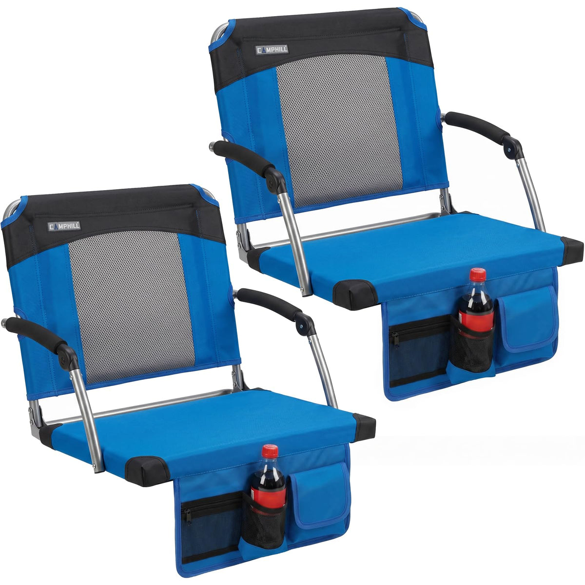 2 Pack Blue Stadium Seats with Back Support & Armrests G45374