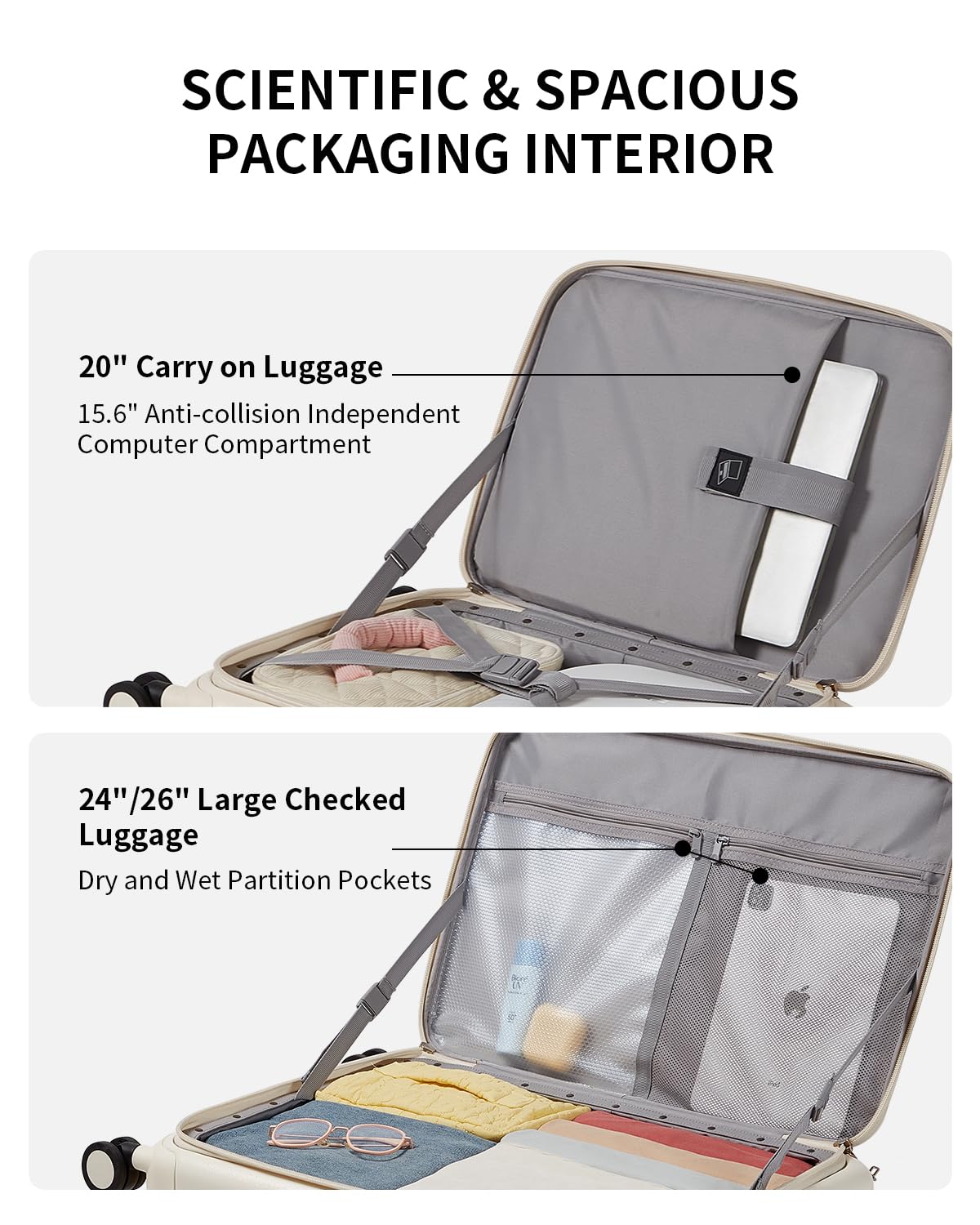 20 Inch Lightweight Hardside Carry On Luggage with Spinner Wheels G56785