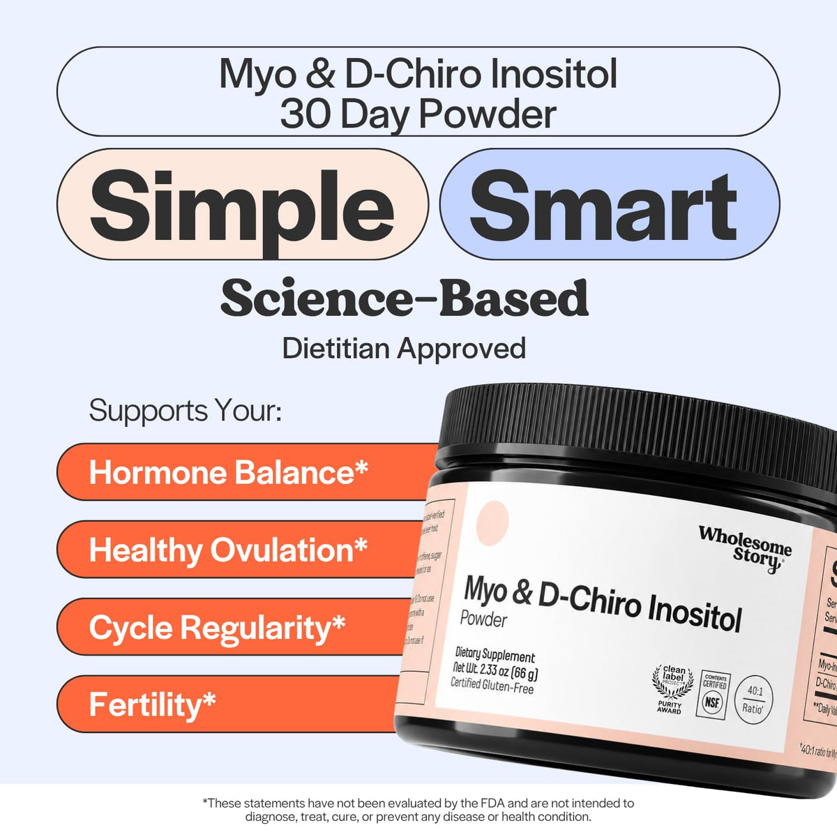 Myo-Inositol & D-Chiro Inositol Supplement Powder 40:1 Ratio 30 Servings P898