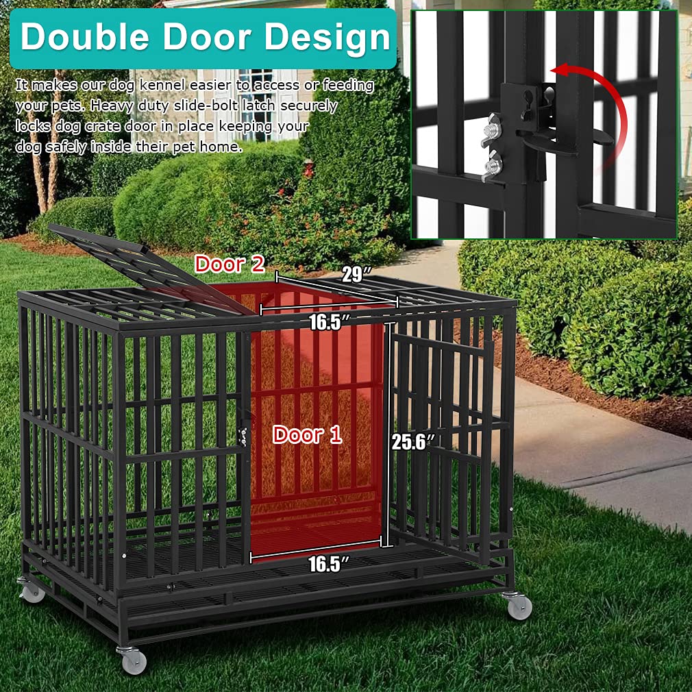 48 Inch Heavy Duty Metal Dog Crate with Double Door N359808