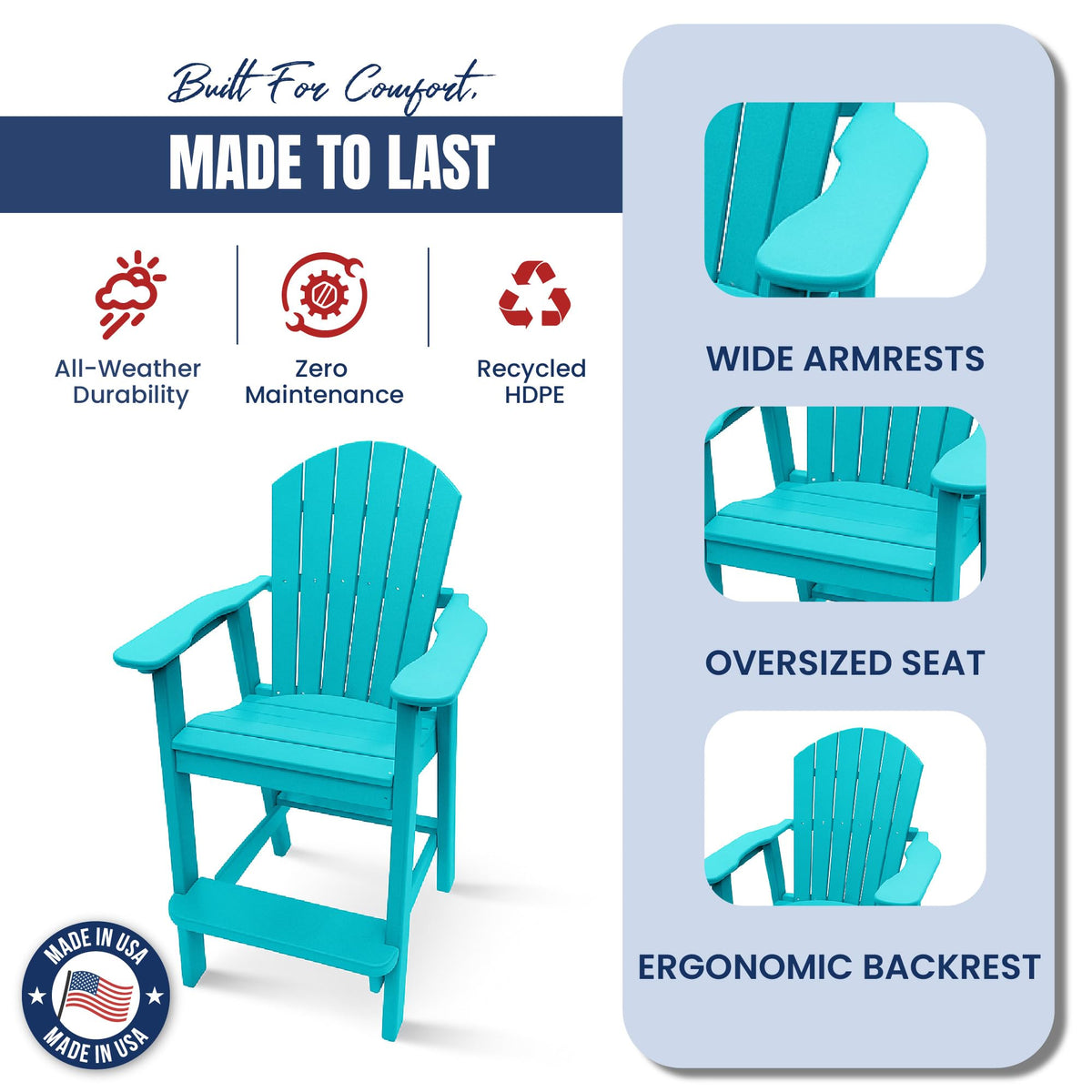 Teal HDPE Adirondack Chair X655