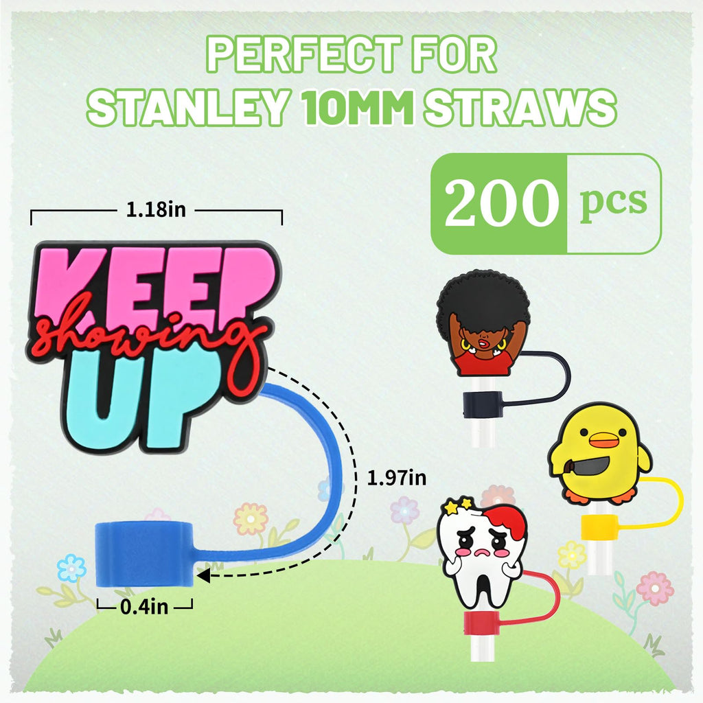 200PCS Straw Covers Cap for Tumbler Straws U879514