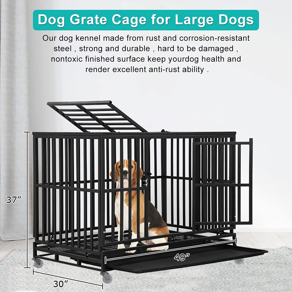 48 Inch Heavy Duty Metal Dog Crate with Double Door N359808