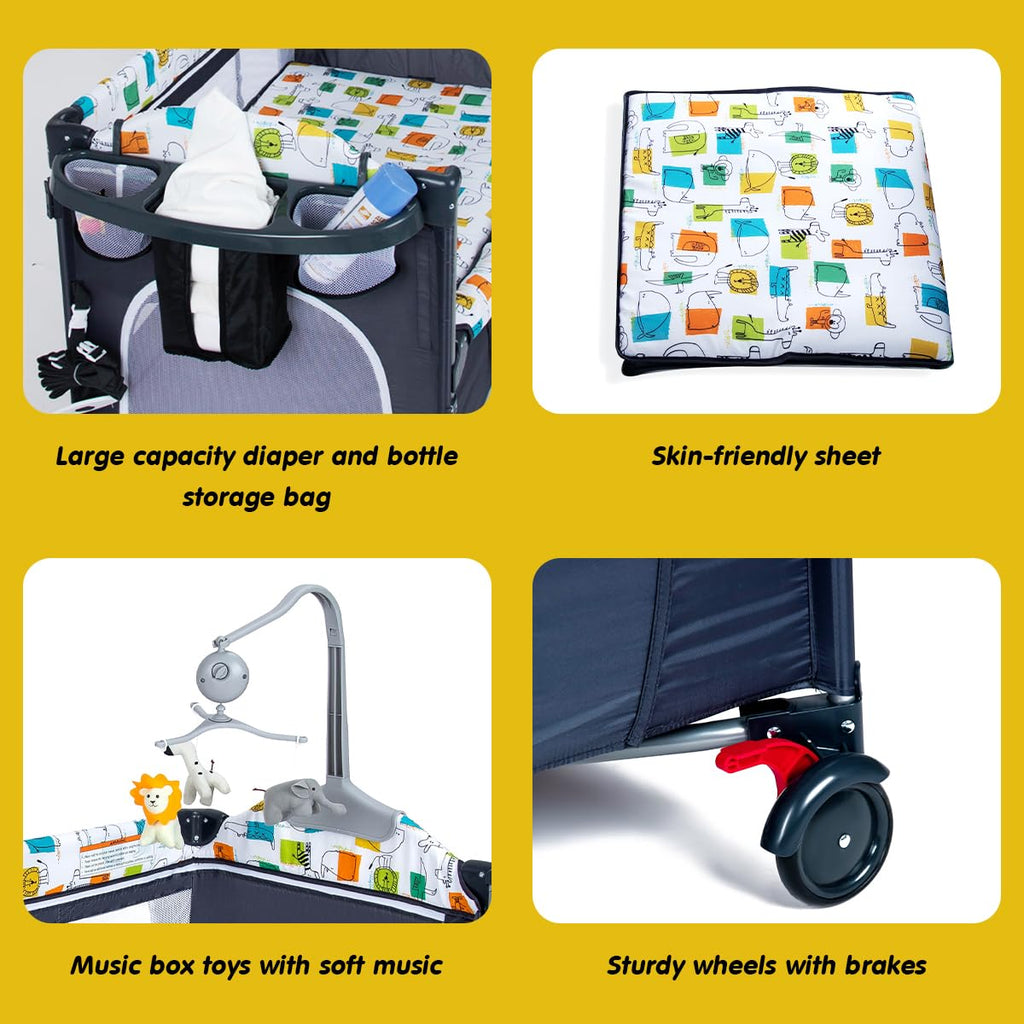 5 in 1 Baby Bedside Sleeper with Changing Table and Mattress R758205