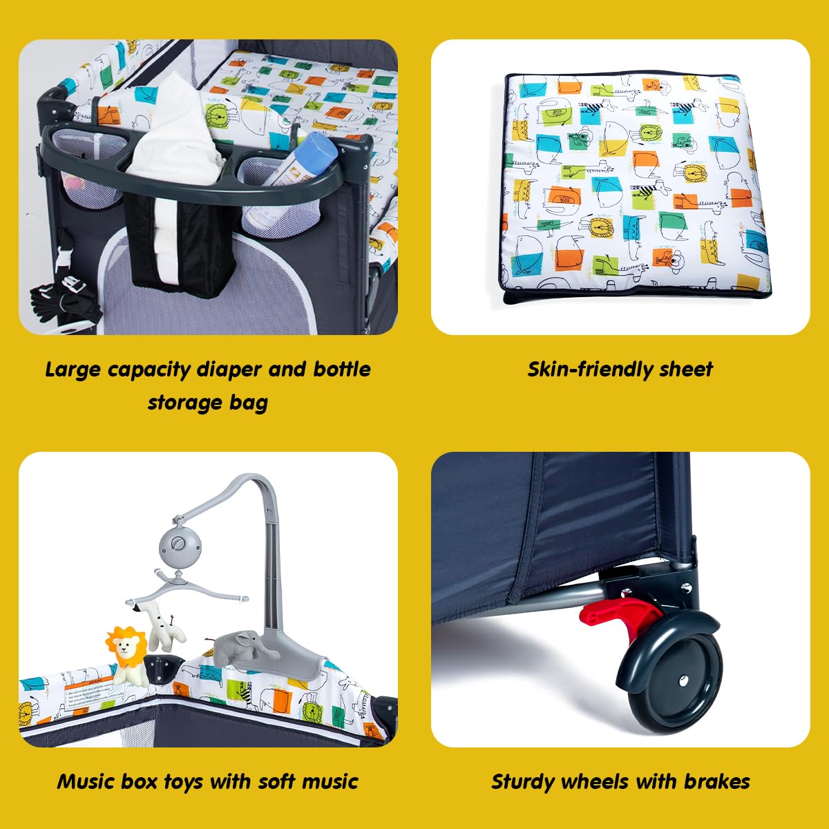 5 in 1 Baby Bedside Sleeper with Changing Table and Mattress R758205