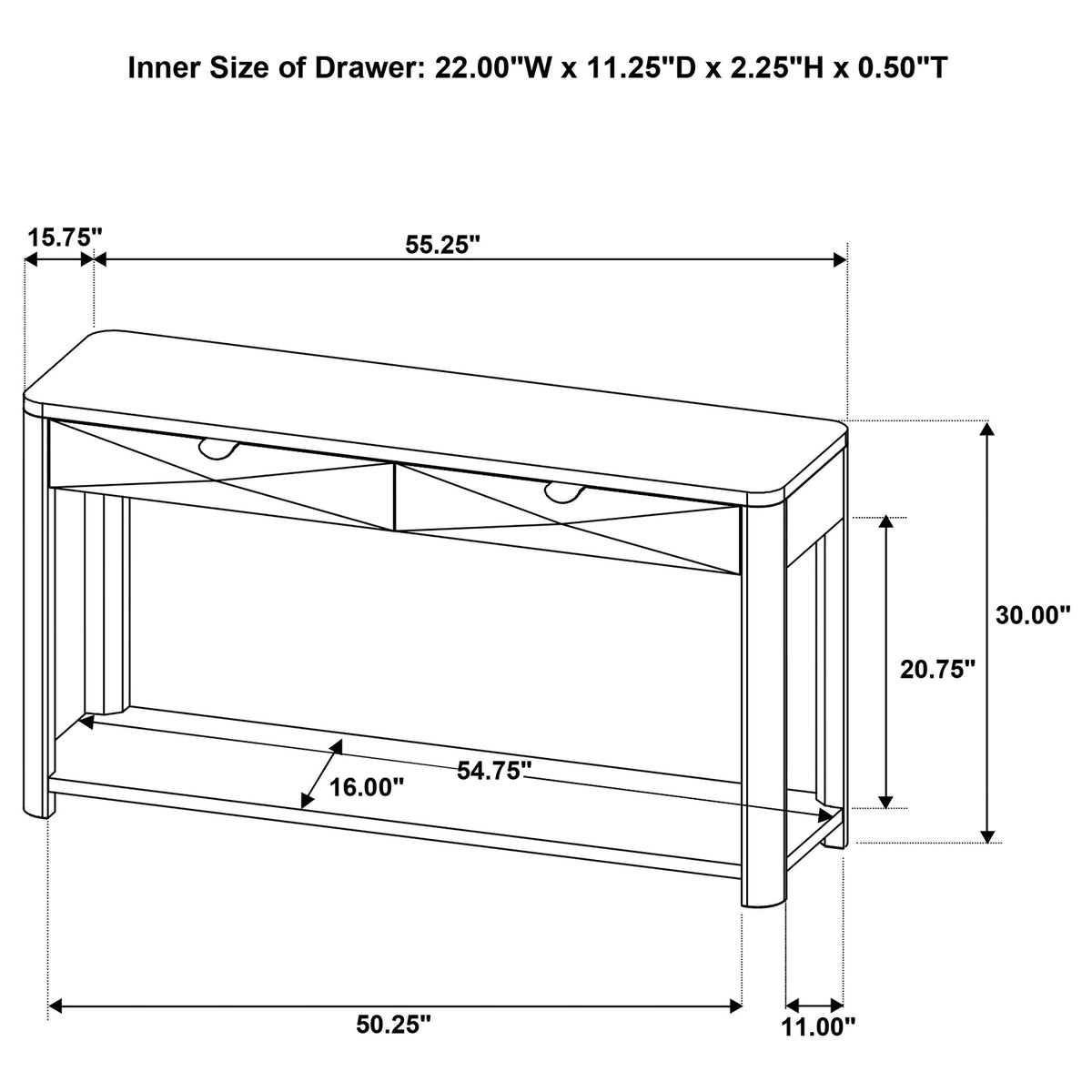55-Inch Rectangular Console Table W468