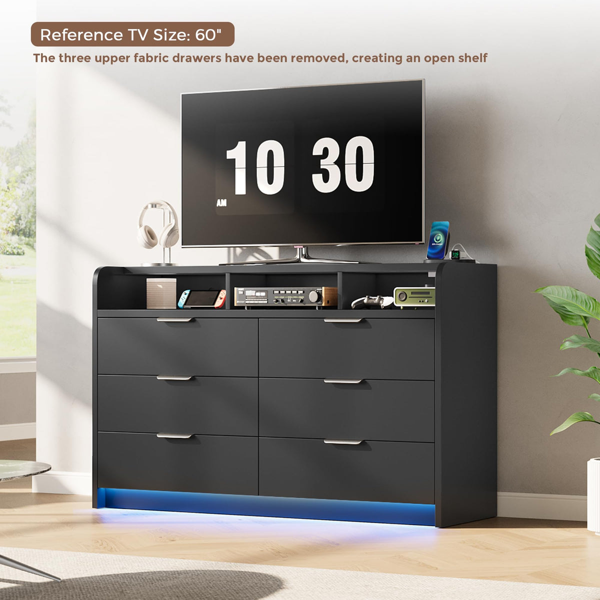 Black 9 Drawer Wood Dresser Q408