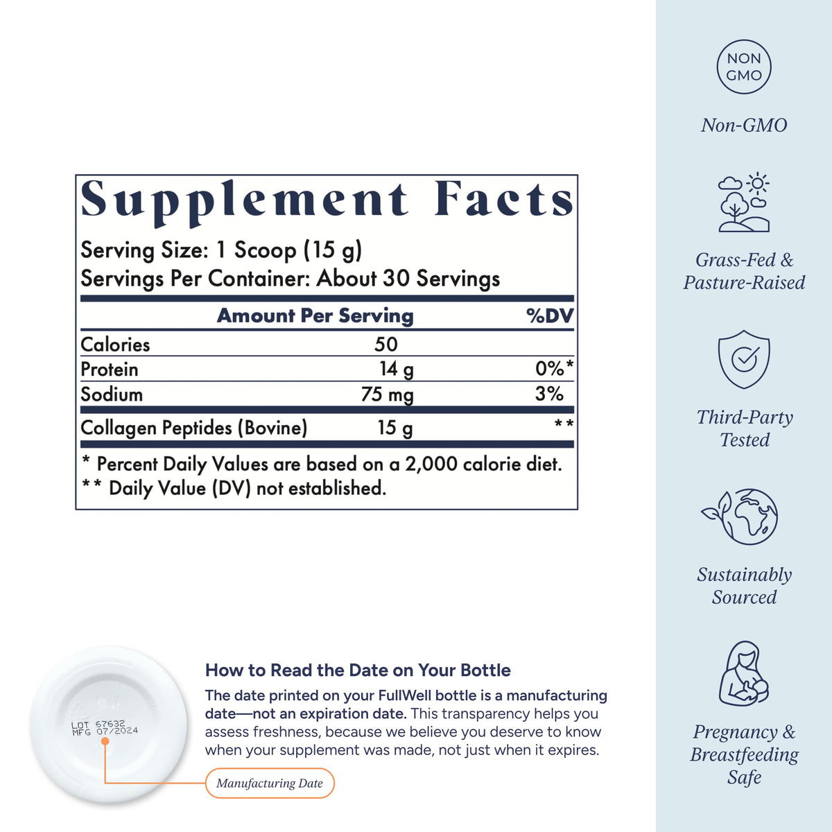 Unflavored Collagen Peptides Powder 15.87 oz W123