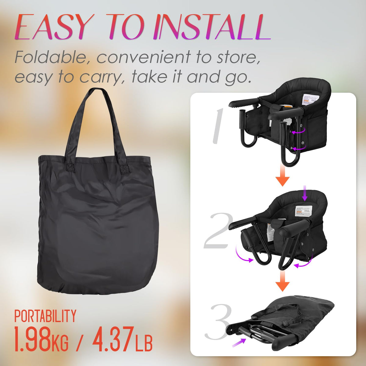 Portable Foldable High Chair with Storage Bag N2587