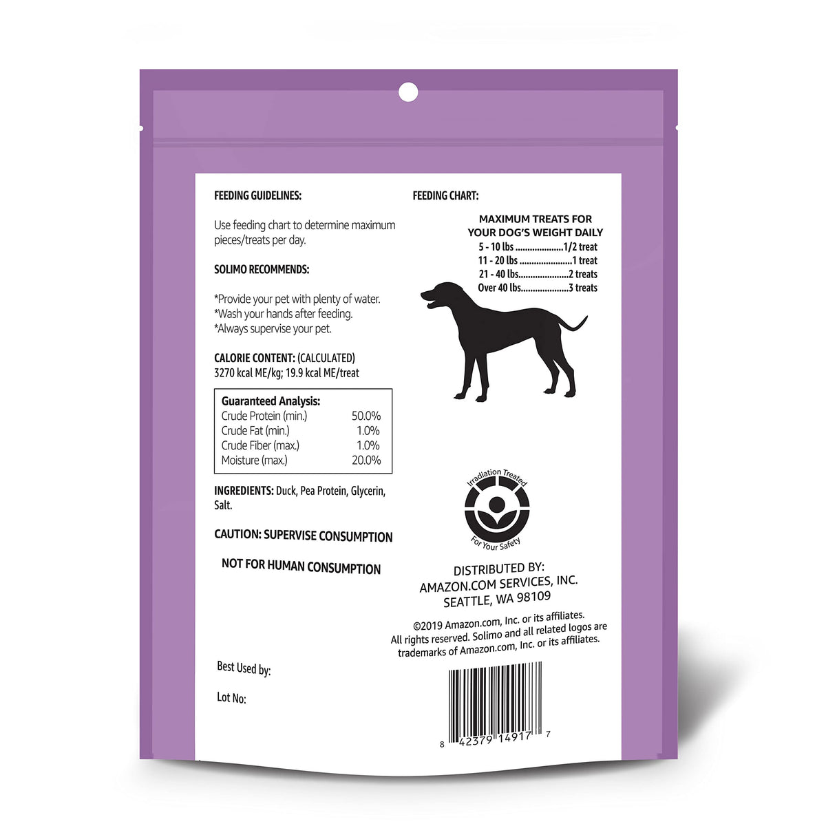 Duck Jerky Dog Treats, 2 pounds W906