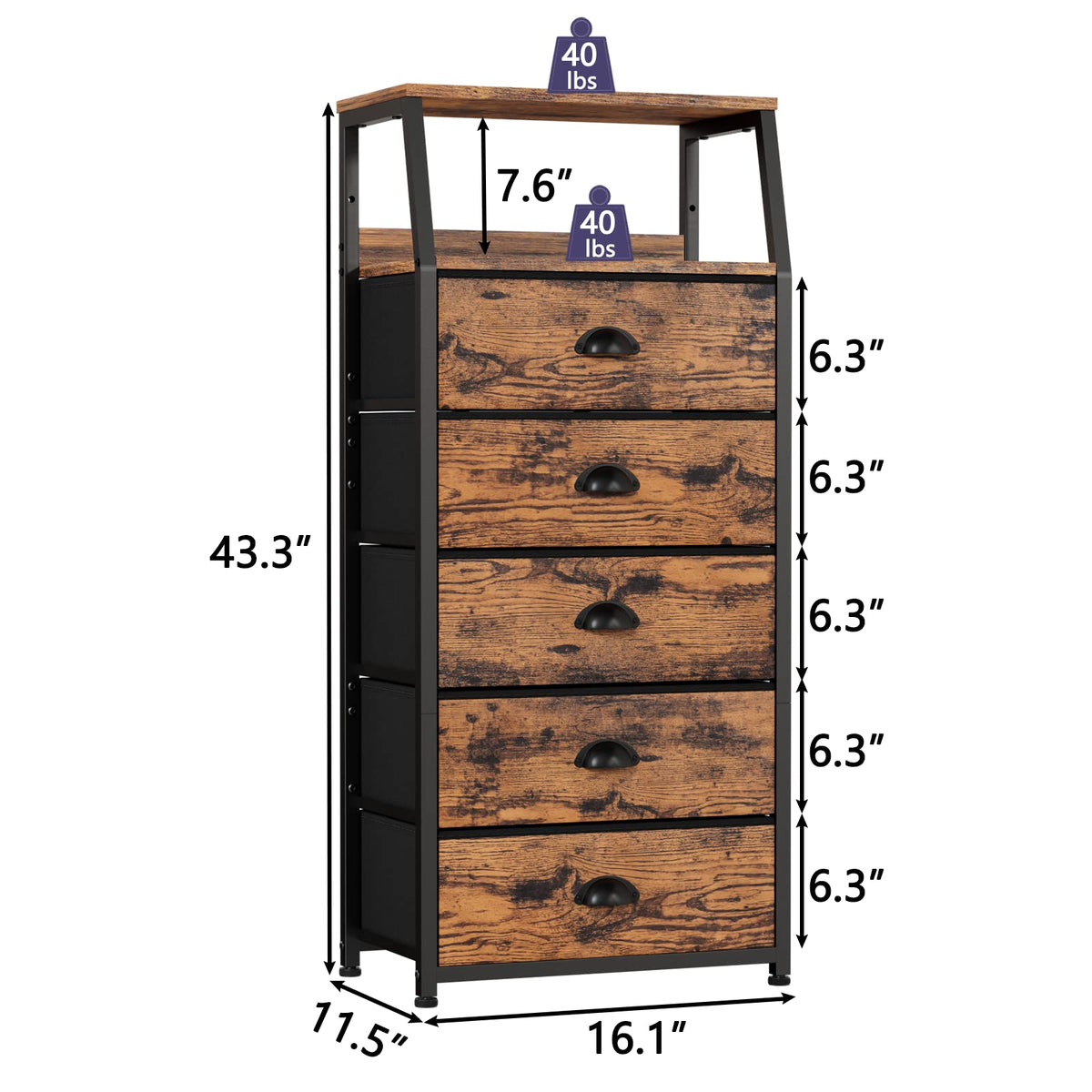 5 Drawer Dresser X225