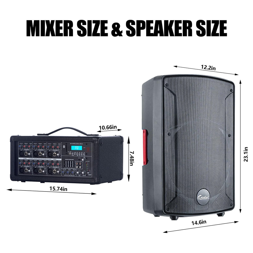 2000W Bluetooth PA System with Powered Mixer Set I38063
