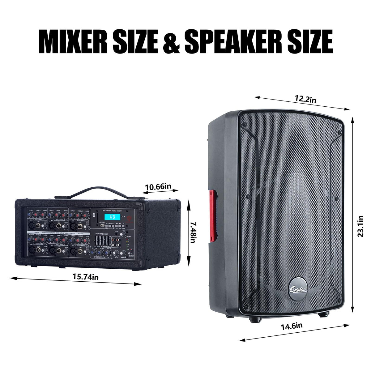2000W Bluetooth PA System with Powered Mixer Set I38063