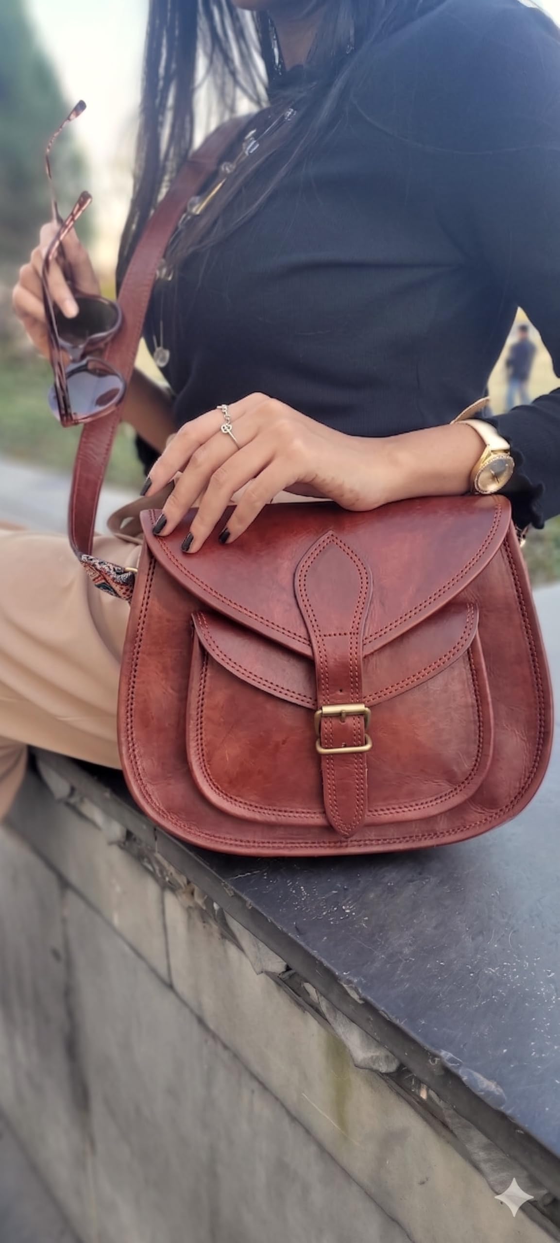 Genuine Leather Crossbody Satchel Bag D240