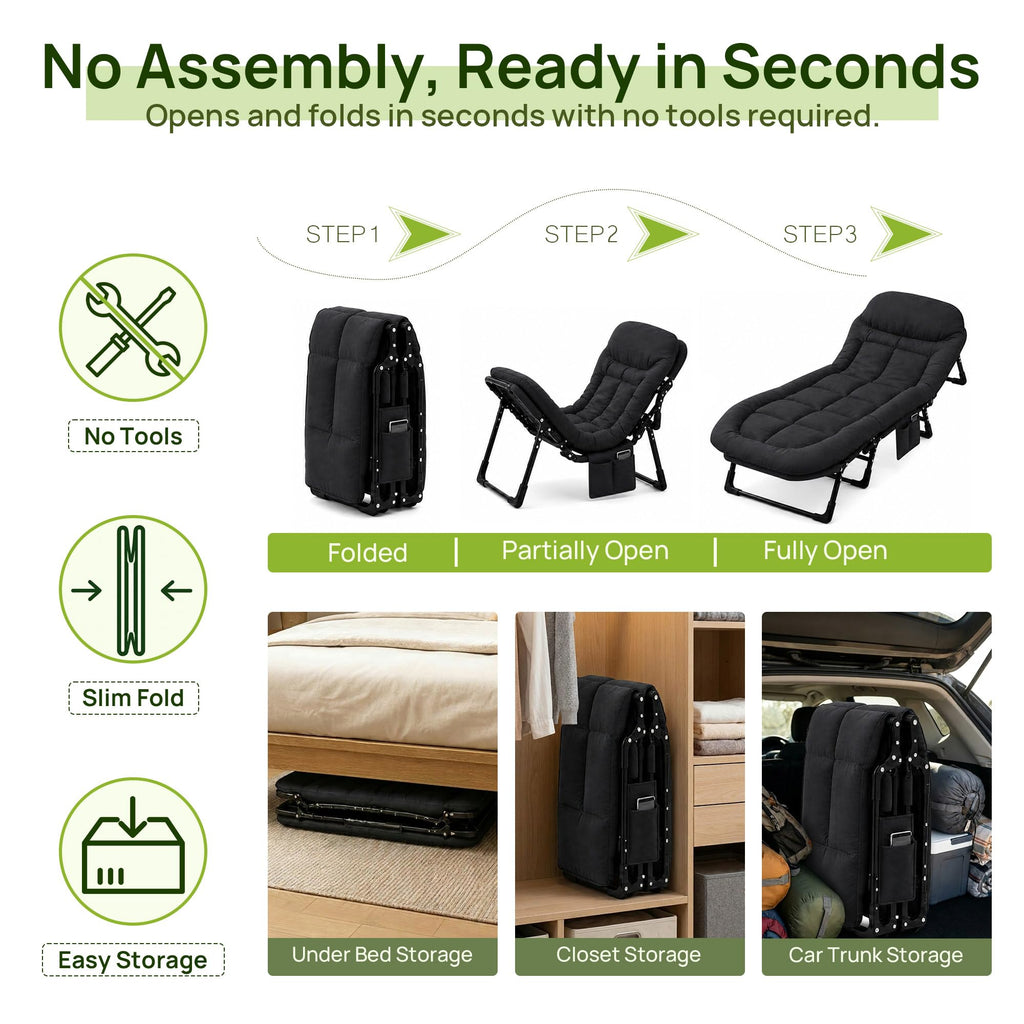 Black Camping Cot with Mattress C978119