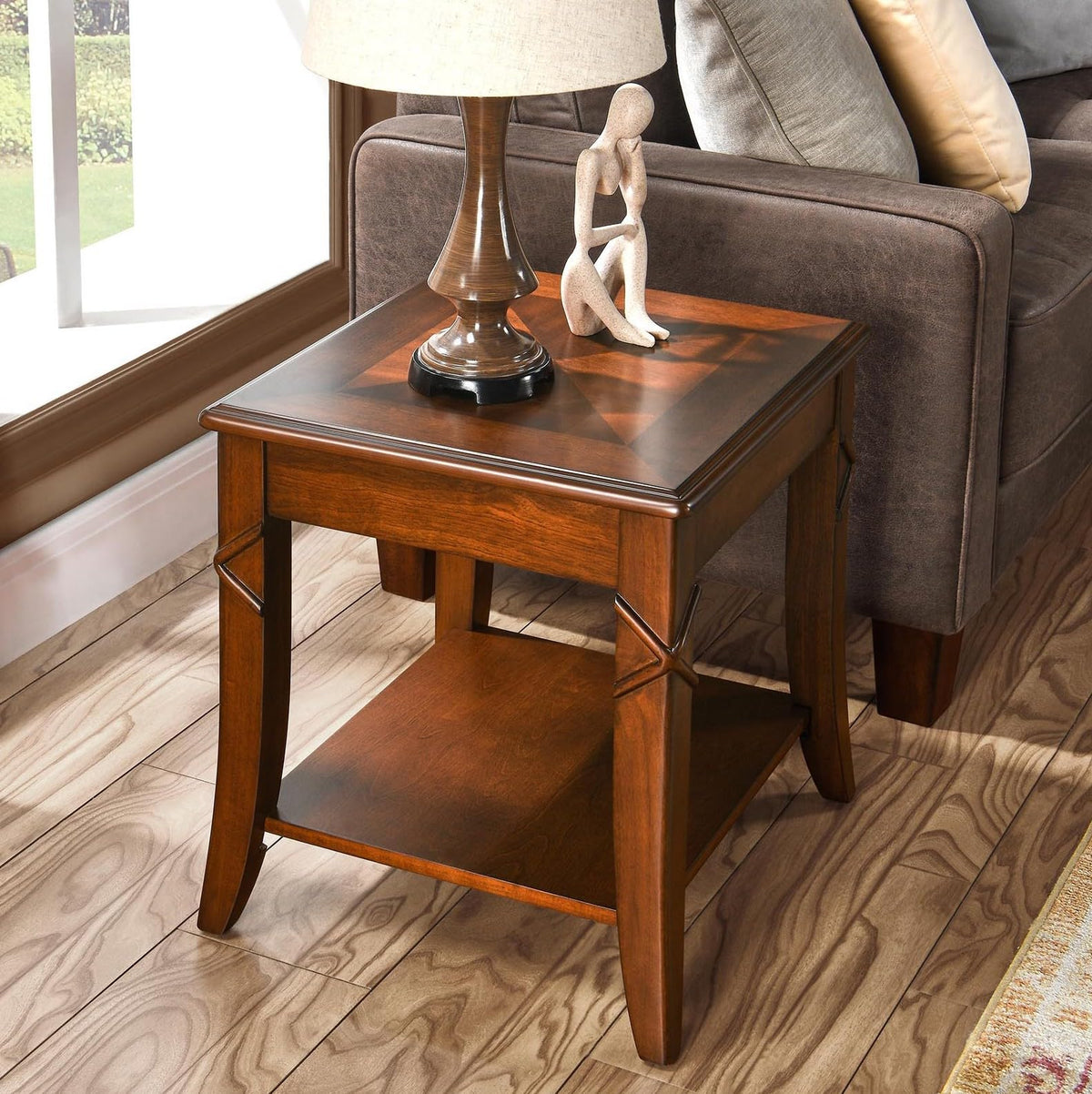 Solid Wood End Table with Storage Shelf E2680