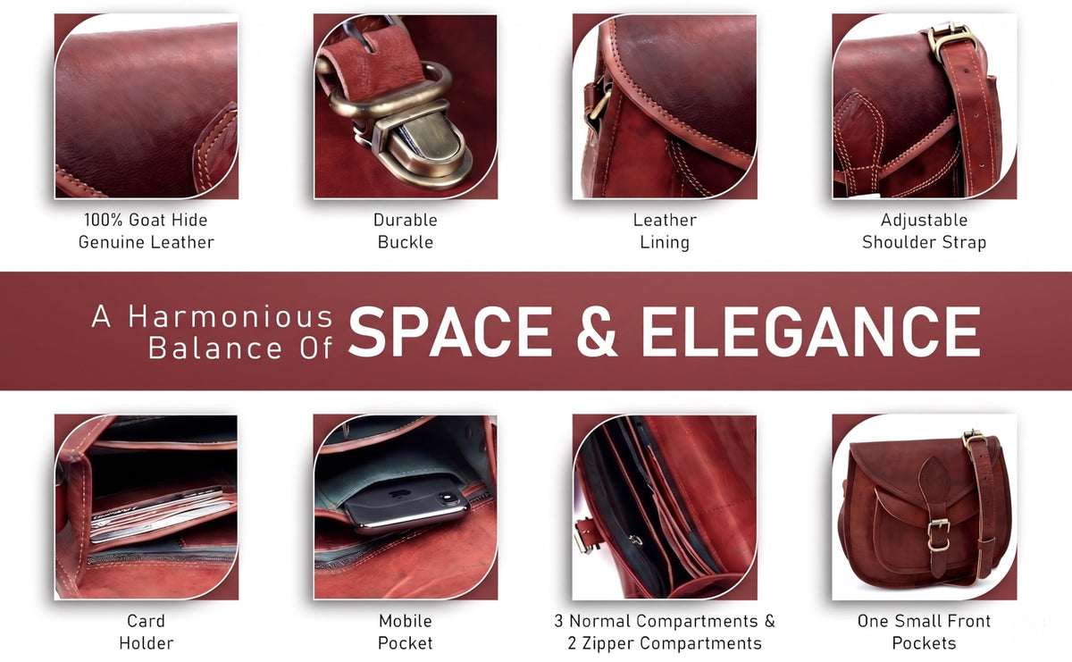 Genuine Leather Crossbody Satchel Bag D240