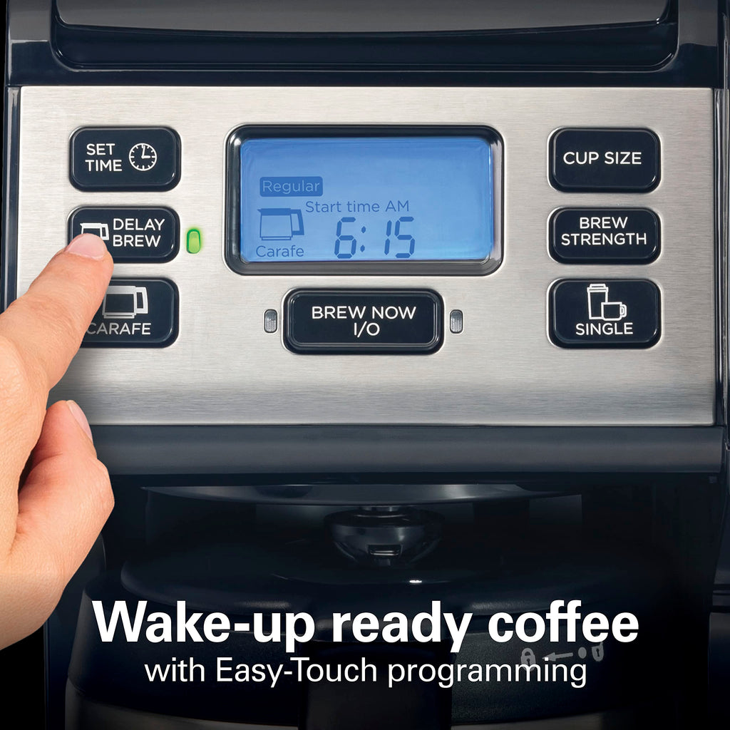 2-Way Coffee Maker with K-Cup Pods or Grounds, Black and Stainless F681