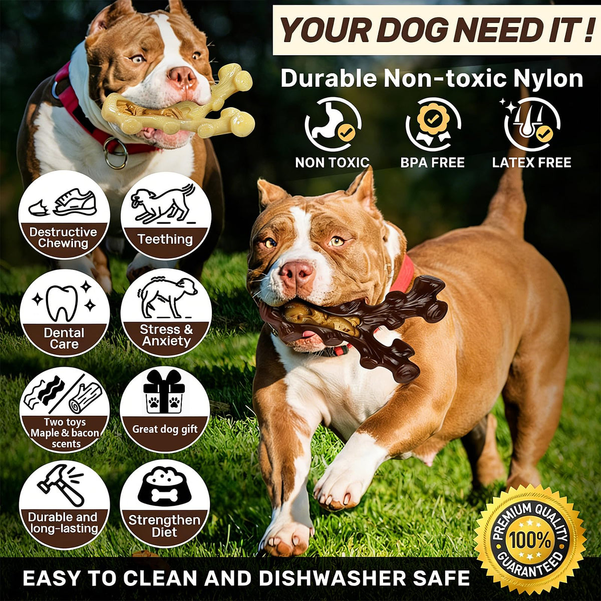 2 Pack Dog Chew Toys for Medium Large Breed T3489