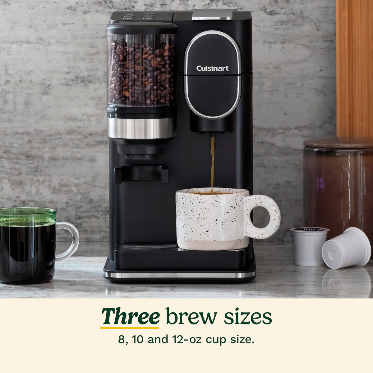 Single-Serve Coffee Maker + Coffee Grinder with 48-Ounce Removable Reservoir, Stainless Steel V435585