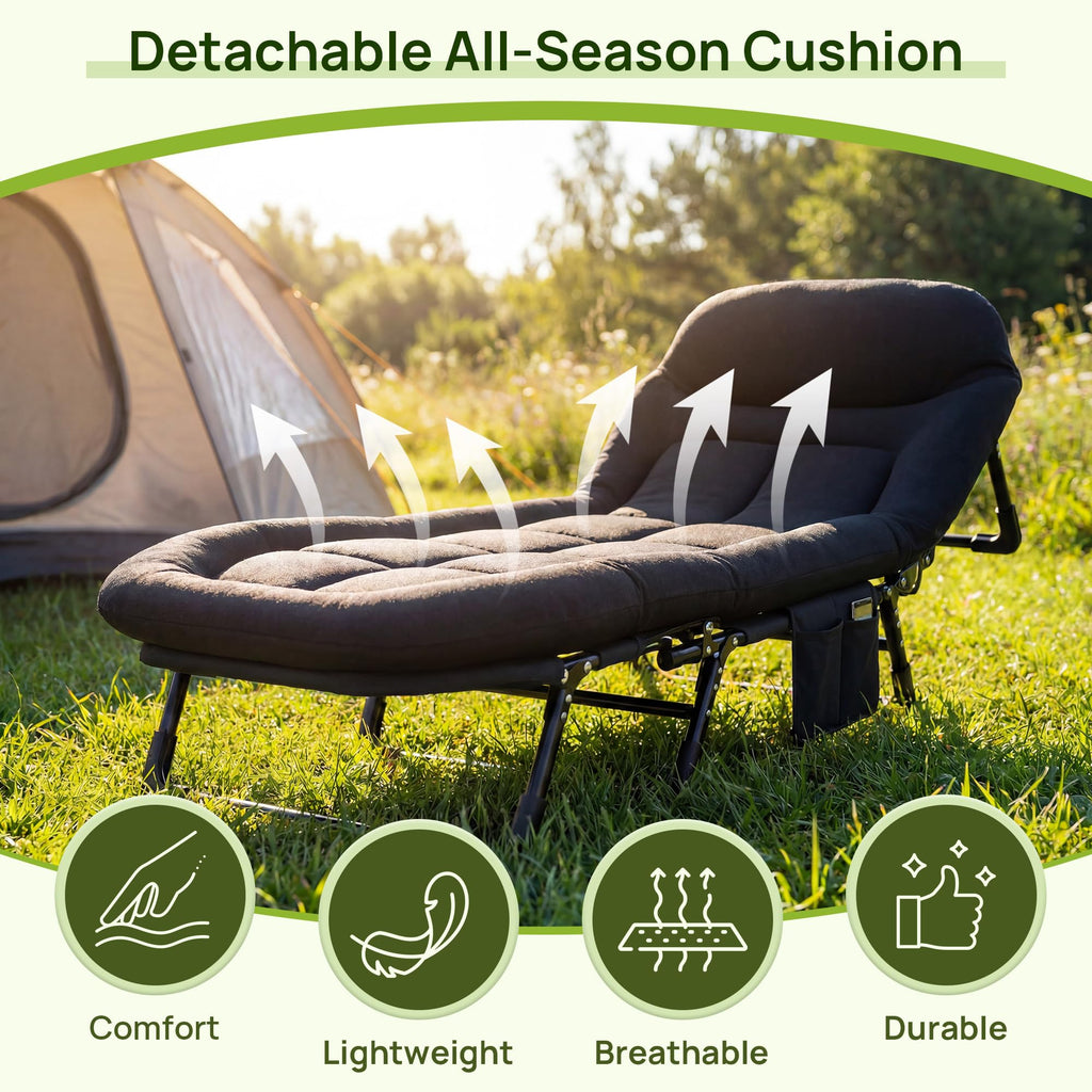 Black Camping Cot with Mattress C978119