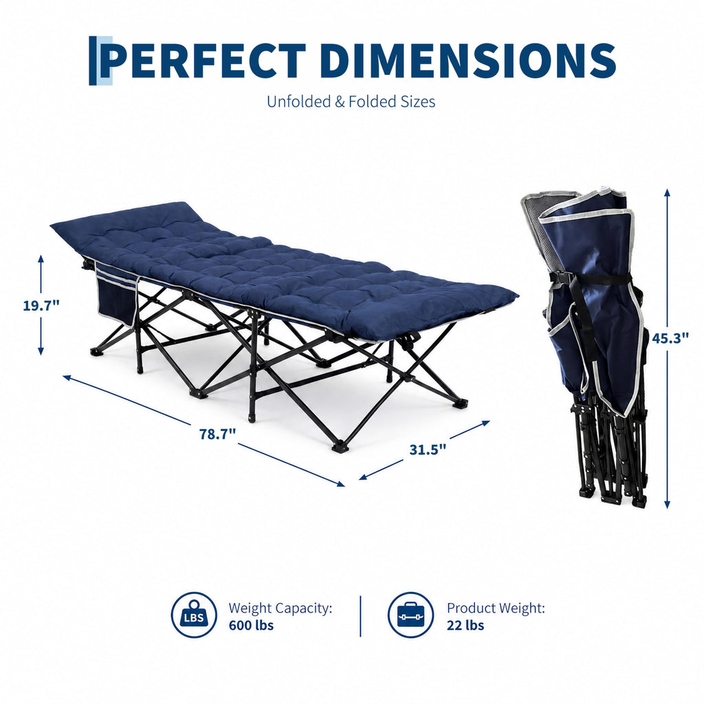 Blue 600 Lb Capacity Folding Camping Cot Y253252