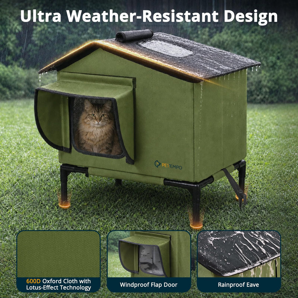 Weatherproof Insulated Outdoor Cat House C329