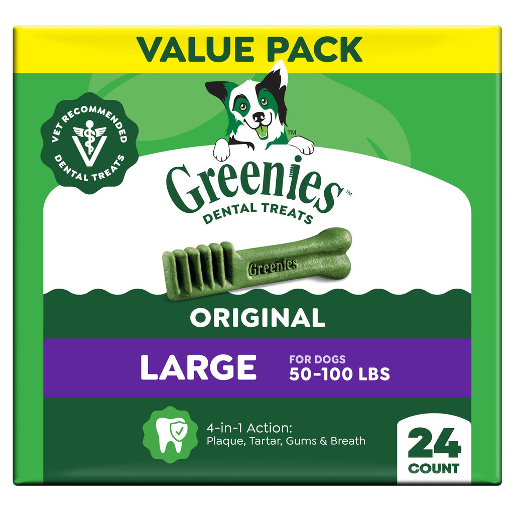 Large Natural Dental Dog Treats, 24 Count I318