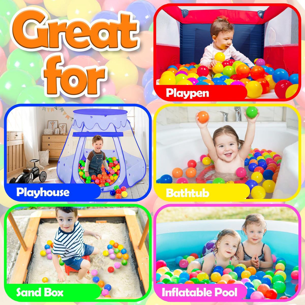 200 Assorted Colors Plastic Ball Pit Balls Z702740