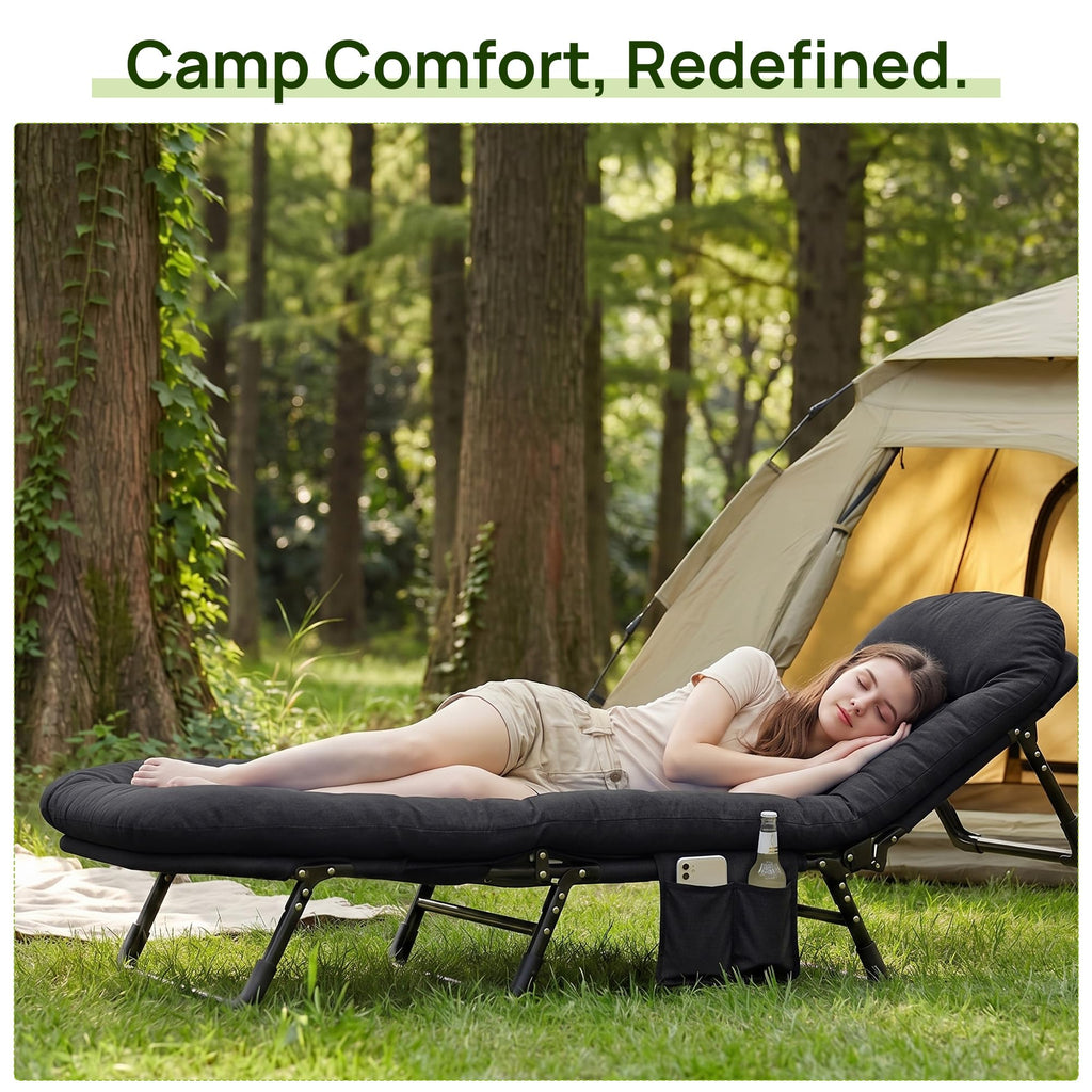 Black Camping Cot with Mattress C978119