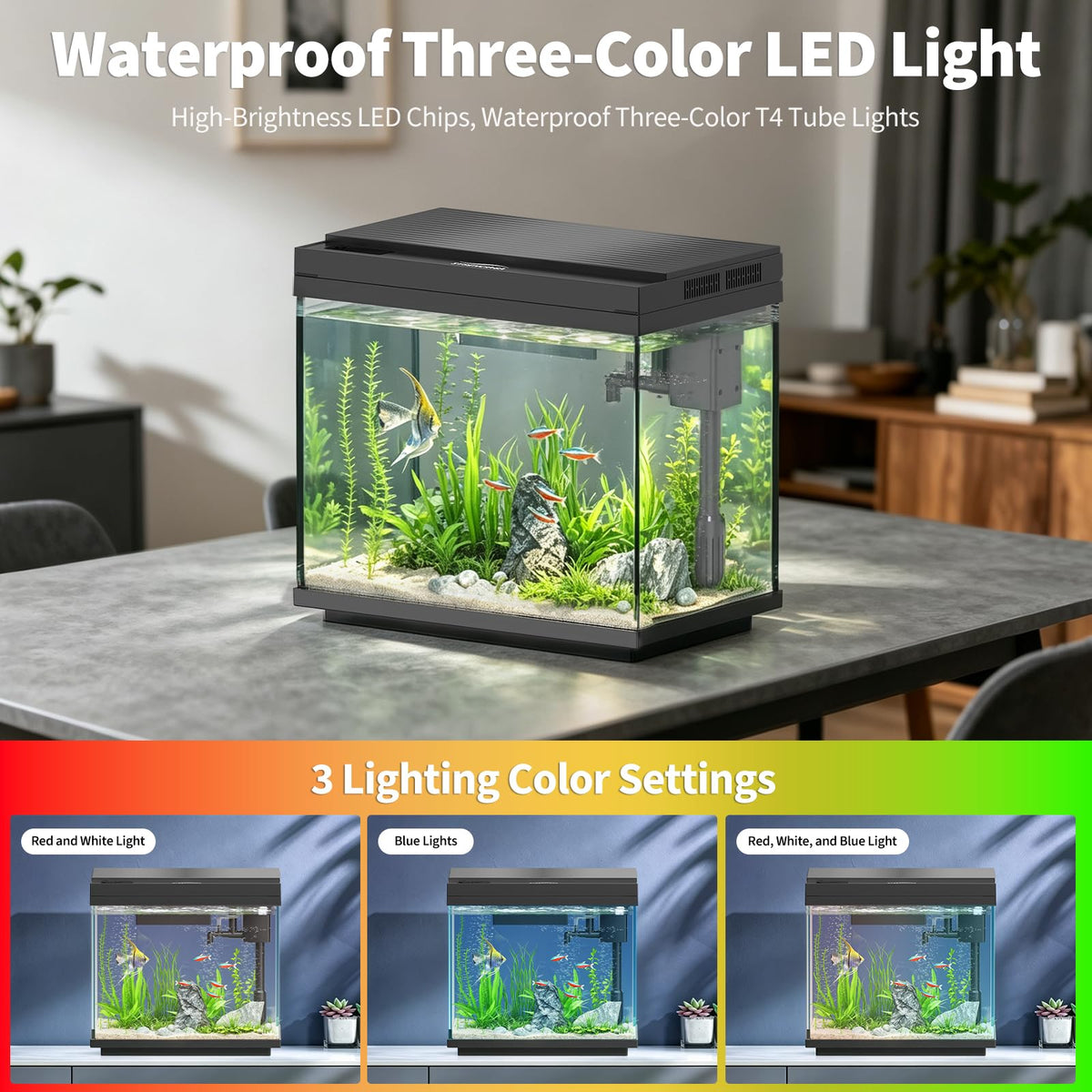 3 Gal Glass Fish Tank Kit with Filter & Light M709