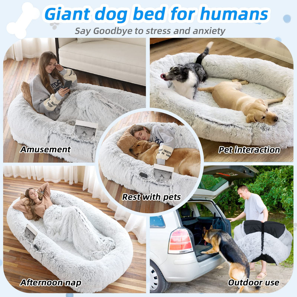Grey Human Dog Bed J1013