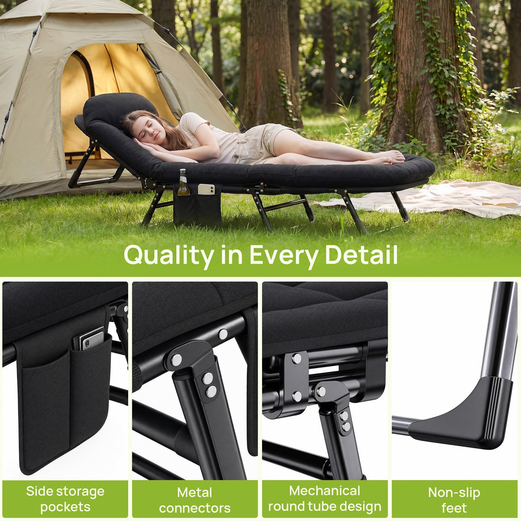 Black Camping Cot with Mattress C978119
