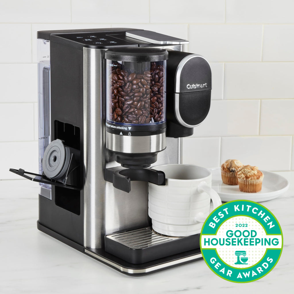 Single-Serve Coffee Maker + Coffee Grinder with 48-Ounce Removable Reservoir, Stainless Steel V435585