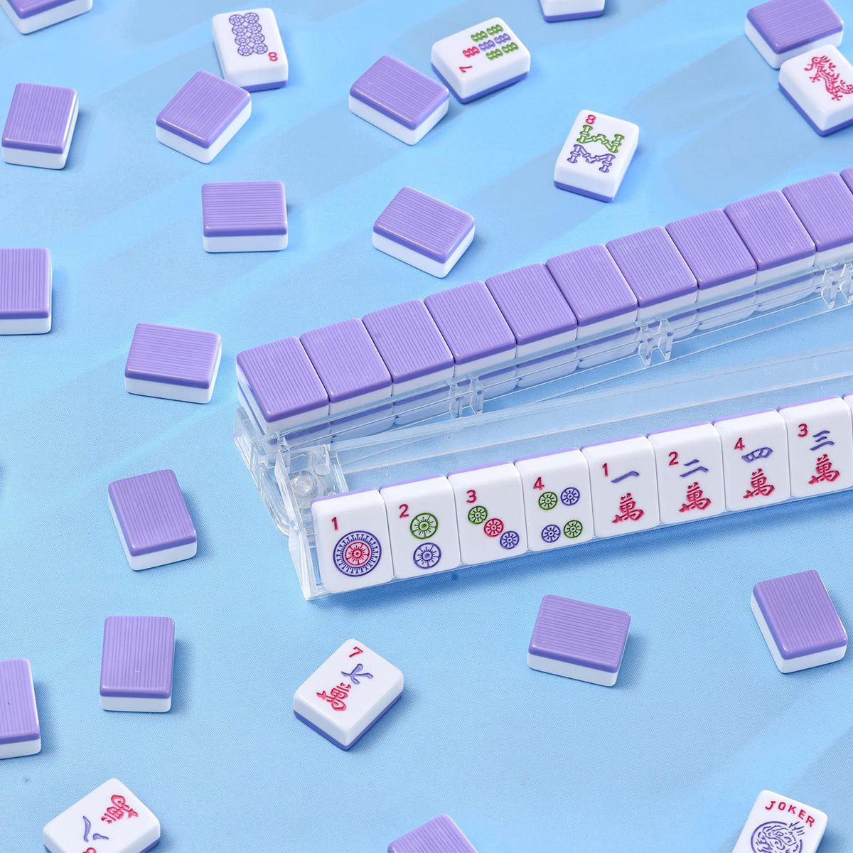 Purple 166 Tile Mahjong Set with Racks and Bag E934692