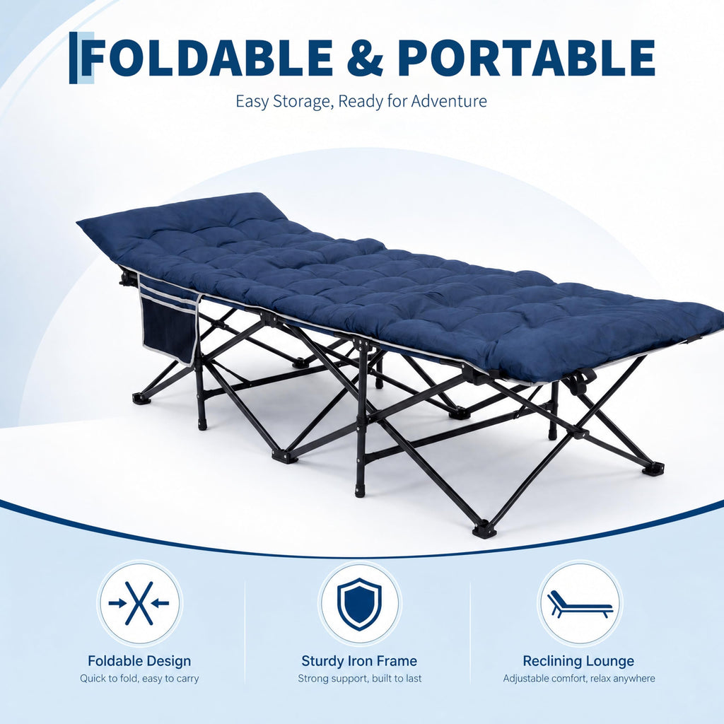 Blue 600 Lb Capacity Folding Camping Cot Y253252