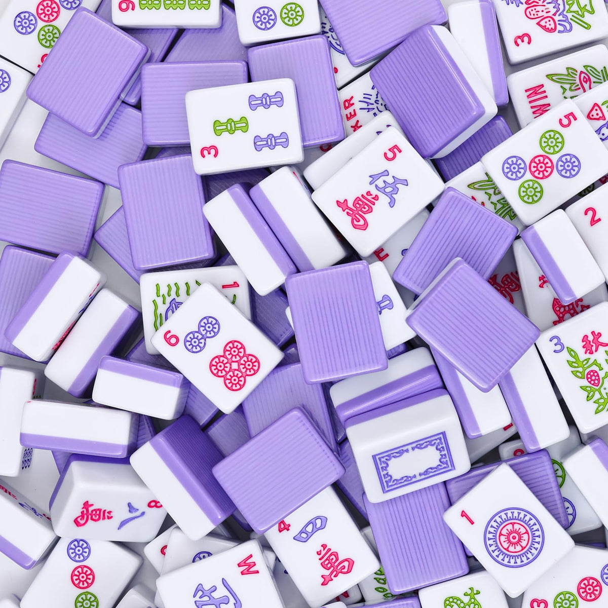 Purple 166 Tile Mahjong Set with Racks and Bag E934692