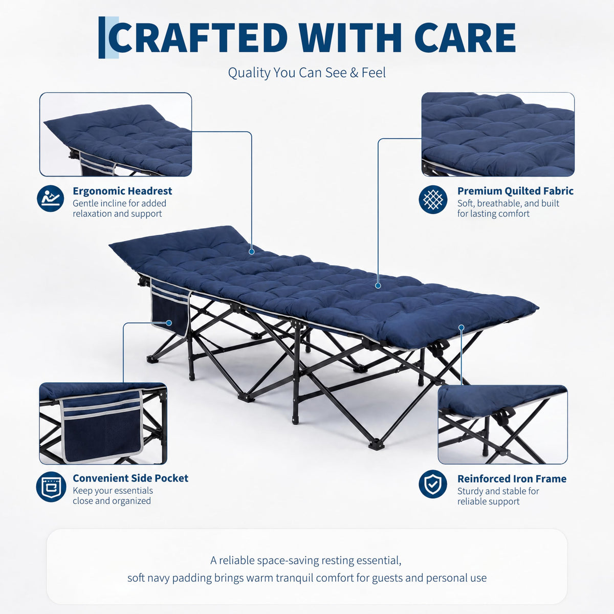 Blue 600 Lb Capacity Folding Camping Cot Y253252