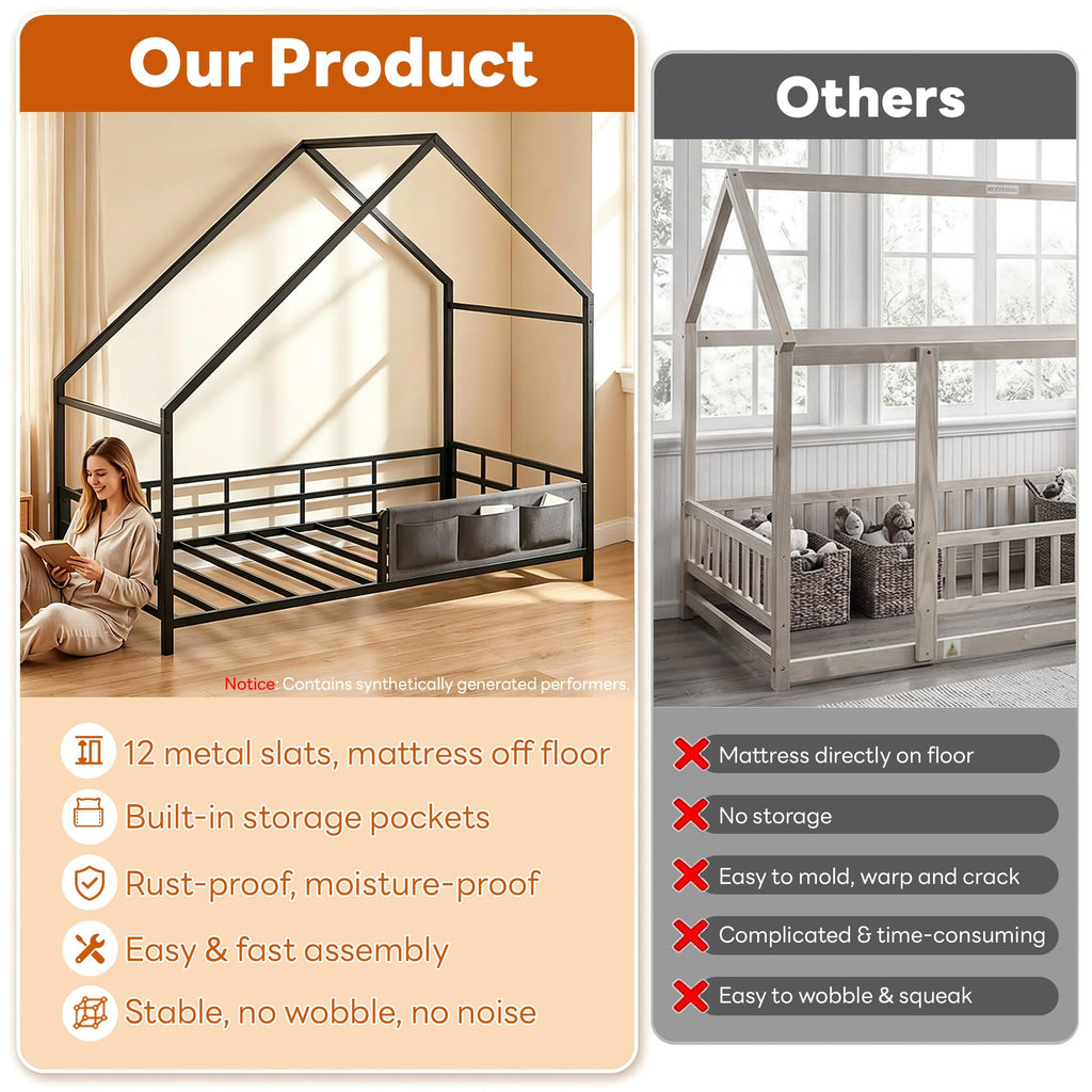 Twin Size Metal Floor Bed Frame M97290