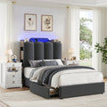 Twin Upholstered Platform Bed Frame with Storage Headboard A330063