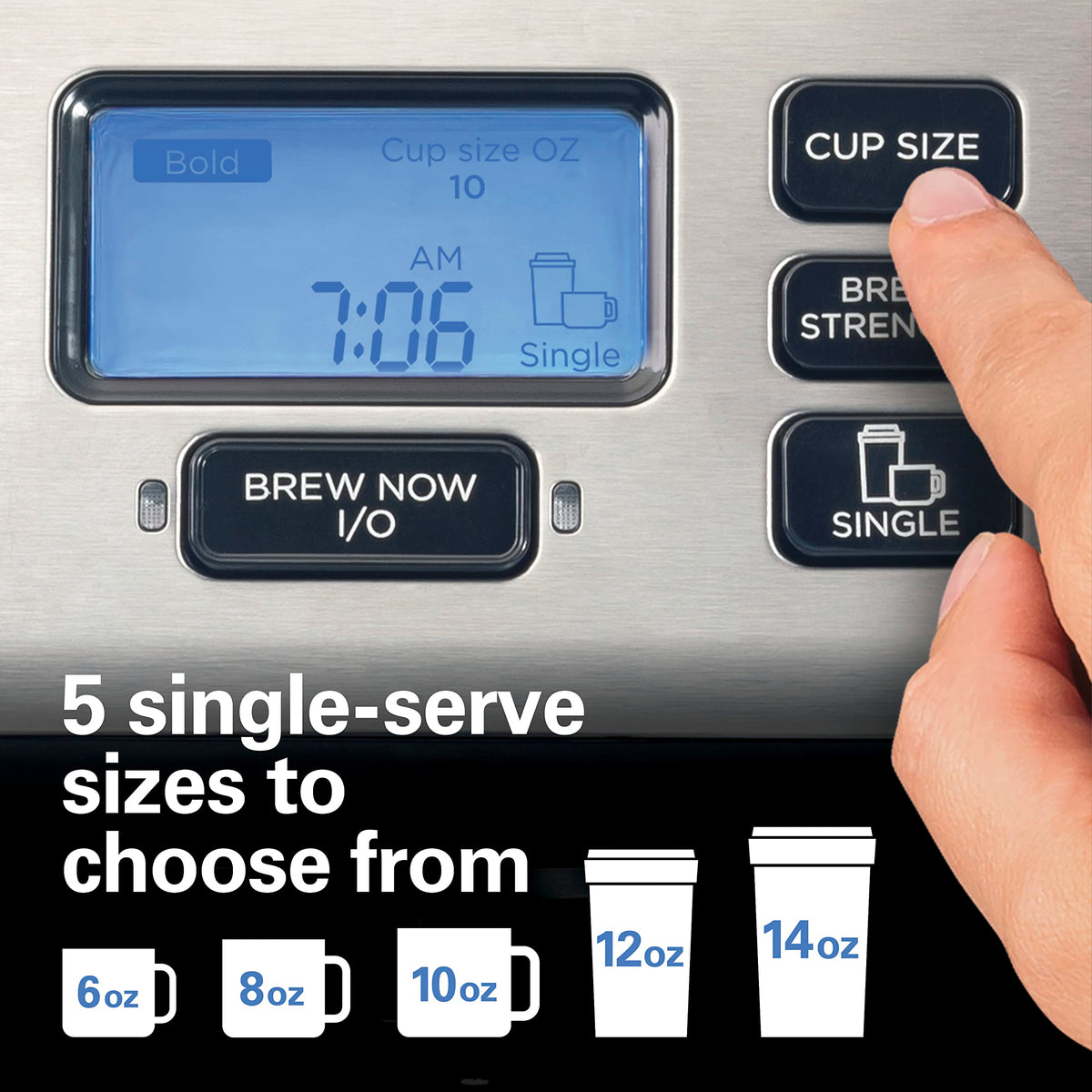 2-Way Coffee Maker with K-Cup Pods or Grounds, Black and Stainless F681