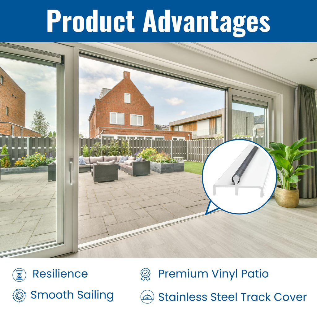 Sliding Door Double Track 60 Inch White Vinyl Patio Door Track O754