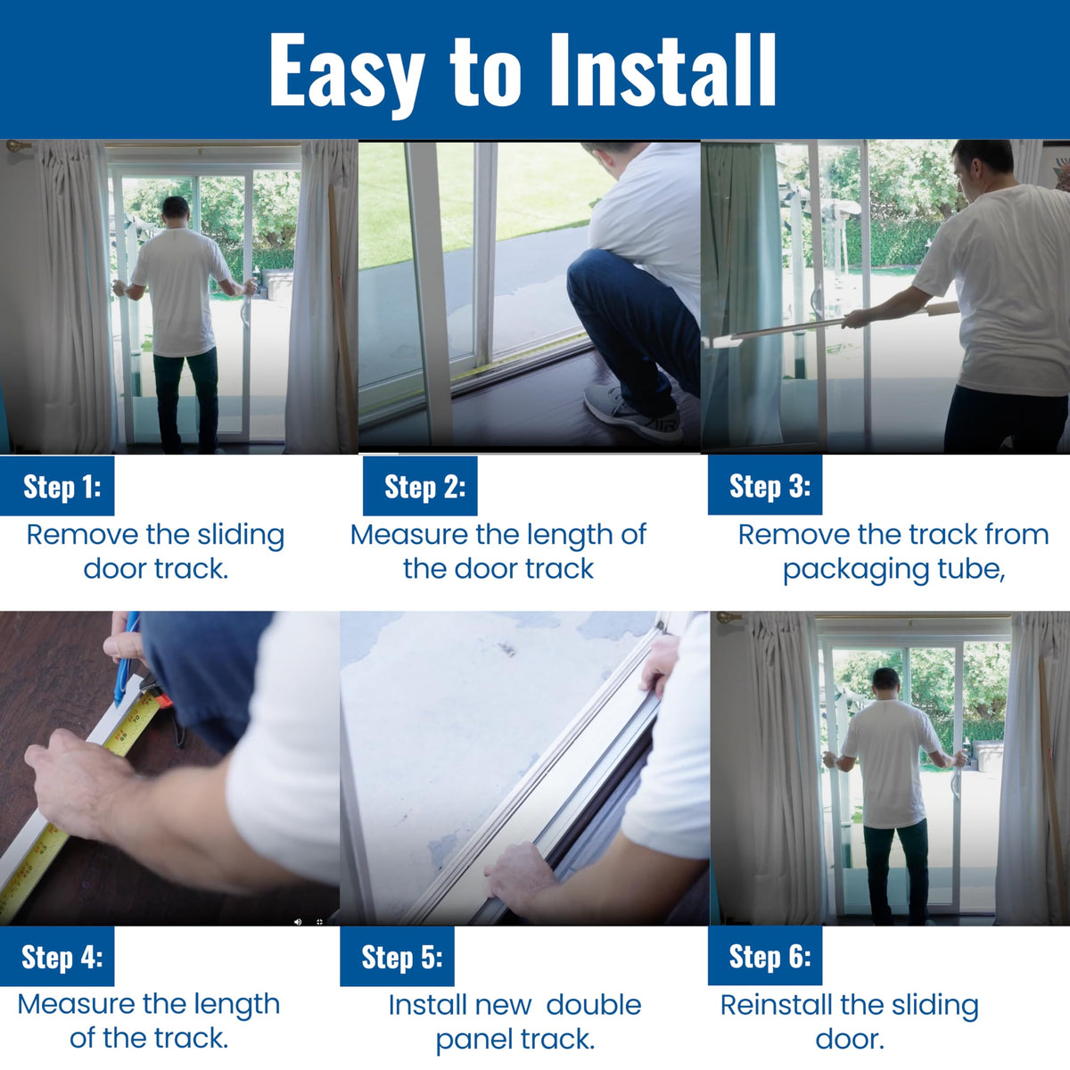 Sliding Door Double Track 60 Inch White Vinyl Patio Door Track O754