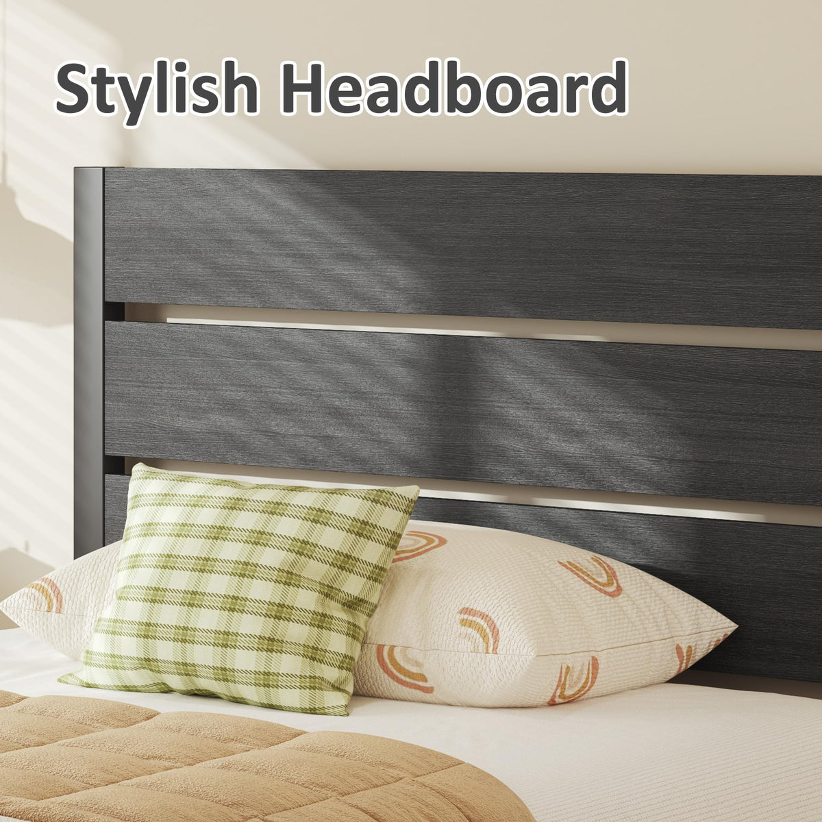 Twin Metal Bed Frame with Headboard and Under Bed Storage L925