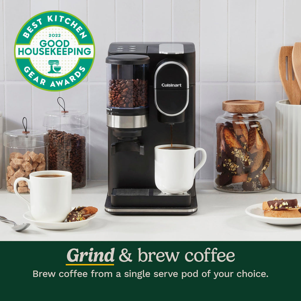 Single-Serve Coffee Maker + Coffee Grinder with 48-Ounce Removable Reservoir, Stainless Steel V435585
