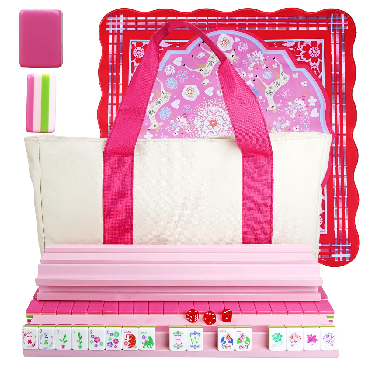 Acrylic 160 Tiles Mahjong Game Set with Carrying Bag Y4257