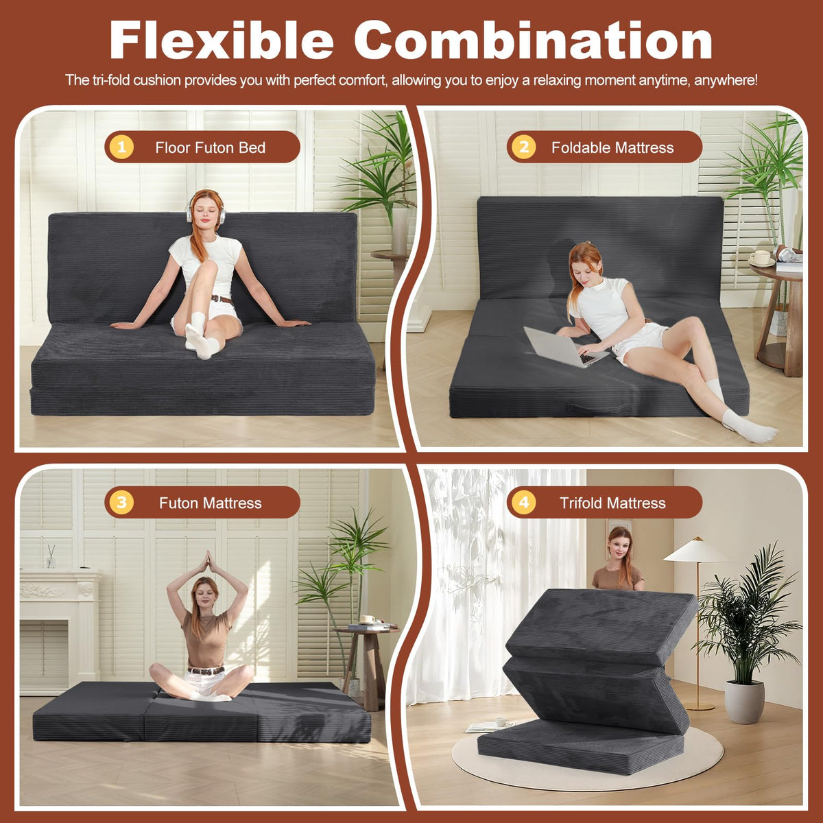 6-Inch Tri-Fold Foldable Mattress M200403